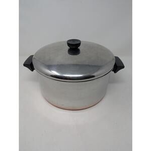 Vintage Revere Ware 1801 6 Qt Stock Pot w/ Lid Stainless Copper Clinton ILL USA